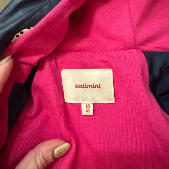 Catimini Girl's Blue Floral Print Rain Zip Up Hooded Jacket Coat 18M - Picture 8 of 10